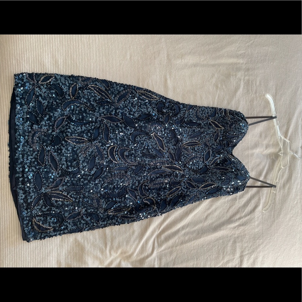Navy Blue Sequined Dress
